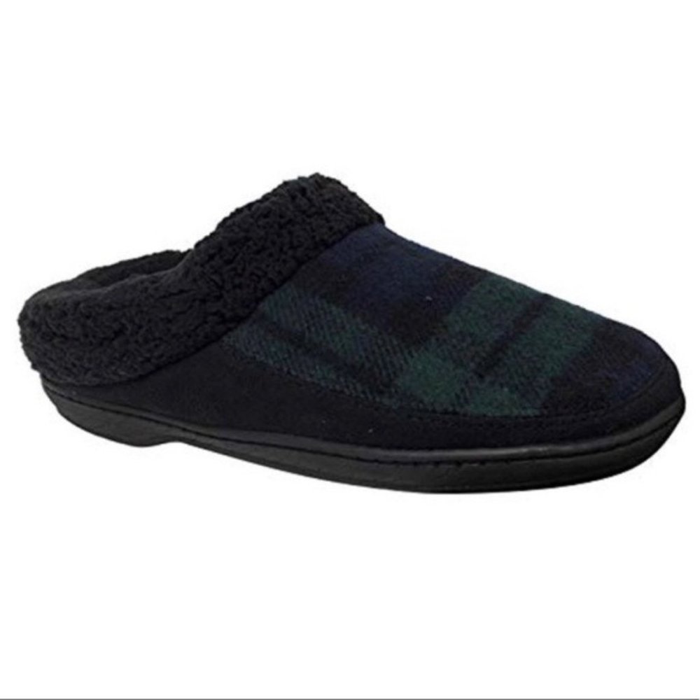 Dearfoams Plaid Clog Slippers Memory Foam SIZE Green & Navy NWT - Picture 8 of 8